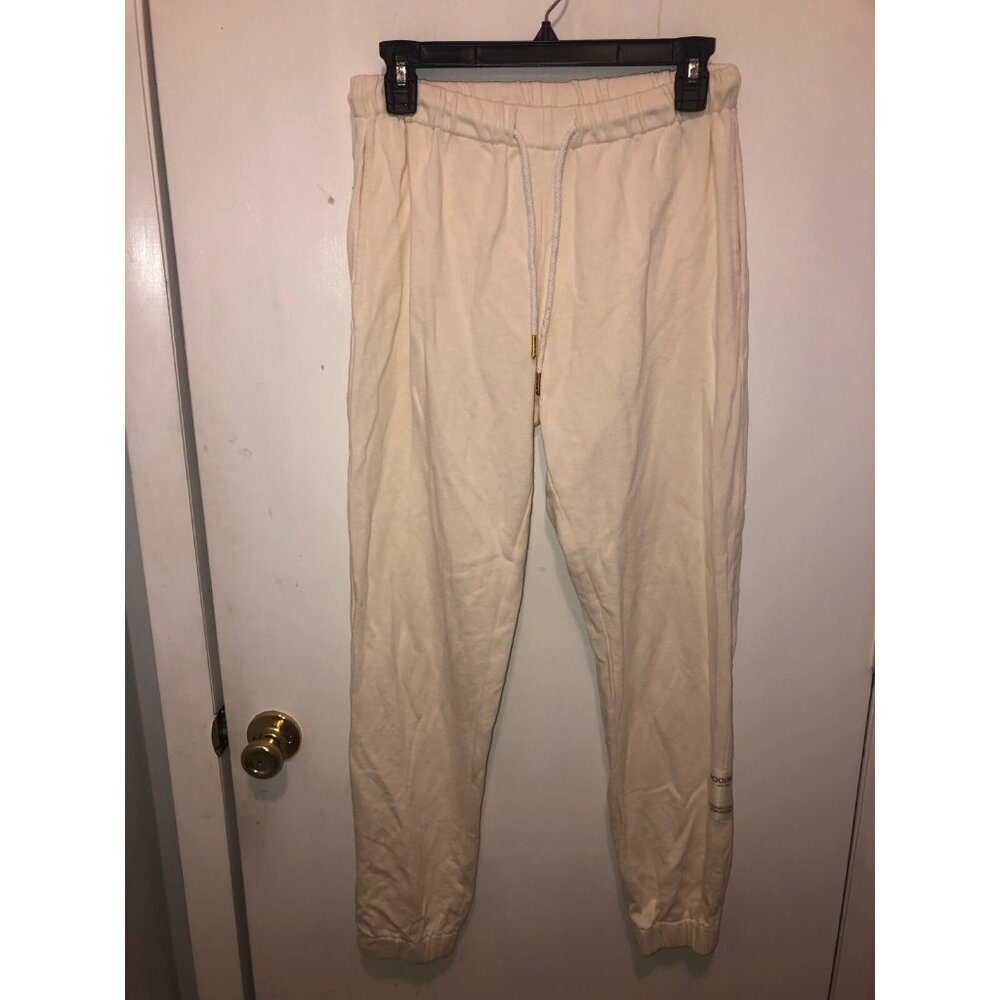 Poolside New York Jogger Pants Unisex Small Cream Color Elastic Waist Drawstring